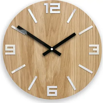 Hodiny Dřevěné nástěnné hodiny Arabic 33 cm hnědé/bílé