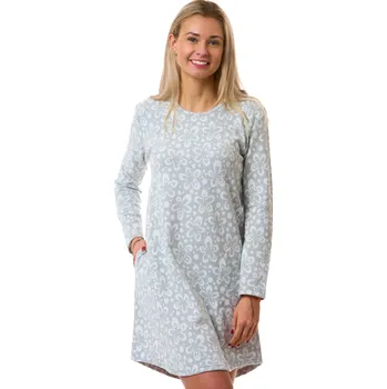 Dámská noční košile Dámská noční košilka s květinovým vzorem - hřejivá 1TB0115 šedá xxl