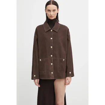 Semišová bunda Anine Bing luca hnědá barva, přechodná, oversize, A.01.11854, M, 89X