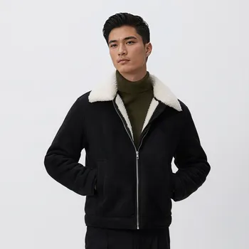 Dámský kabát Reserved - Sherpa bunda s límcem - černý - 372EF-99X - 372EF-99X-XL