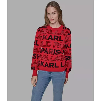 Dámský svetr KARL LAGERFELD PARIS dámský sver LOGO EMBELLISHED červený XL