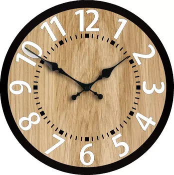 Hodiny Dřevěné nástěnné hodiny Berlin 33 cm bílé/hnědé