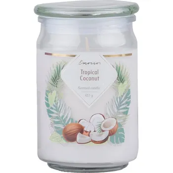 Svíčka Vonná svíčka Emocio Sklo 93x142 mm se skleněným víčkem Vanilla, Lavender,Cotton, Black Cherry, Citrus Energy, Tropical Coconut, Cinnamon, Christmas Apple, Golden Wings a další......... Varianta: Tropical Coconut