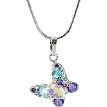 Módní doplněk JSB bijoux s.r.o. Stříbrný náhrdelník s přívěskem motýla a krystaly Swarovski Purple střední (Stříbro 925/1000)