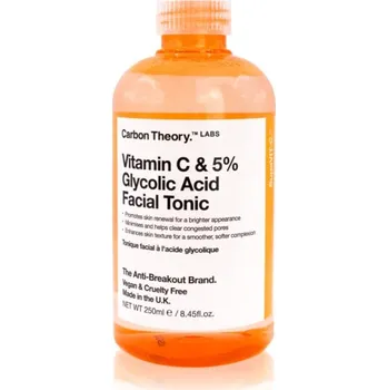 Carbon Theory SupaVIT-C 5% Glycolic & Vitamin C rozjasňující tonikum proti akné, začervenání a jizvám po akné 250 ml