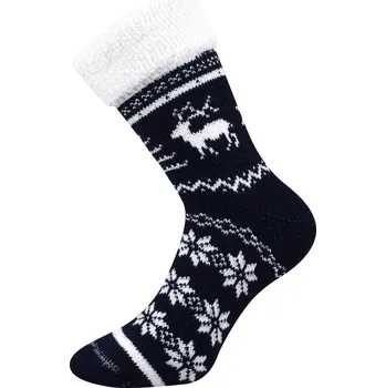 Pánské ponožky Boma Vlněné zimní ponožky NORWAY - 1 pár Barva: Tmavě modrá, Velikost: 39-42 (26-28cm)