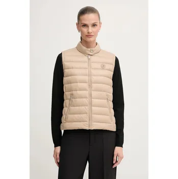 Dámská vesta Péřová vesta Tommy Hilfiger béžová barva, přechodná, WW0WW45499 80X, vel. XL