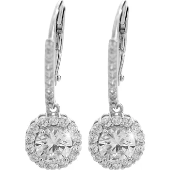 Módní doplněk JSB bijoux s.r.o. Stříbrné náušnice klapky květ z Kubických zirkonů Crystal (Stříbro 925/1000)