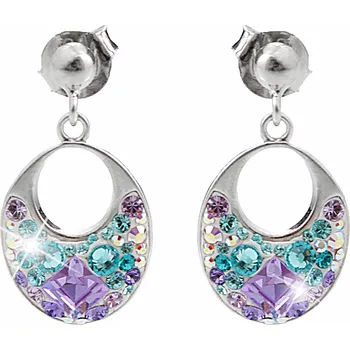 Módní doplněk JSB bijoux s.r.o. Stříbrné náušnice puzety ovál s dírou a krystaly Swarovski Purple malé (Stříbro 925/1000)