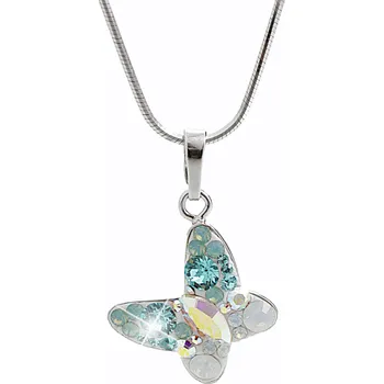 Módní doplněk JSB bijoux s.r.o. Stříbrný náhrdelník s přívěskem motýla a krystaly Swarovski Turquoise střední (Stříbro 925/1000)