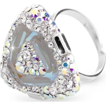 Prsten JSB bijoux s.r.o. Stříbrný masivní prsten trojúhelník osázený krystaly Swarovski AB (Stříbro 925/1000)