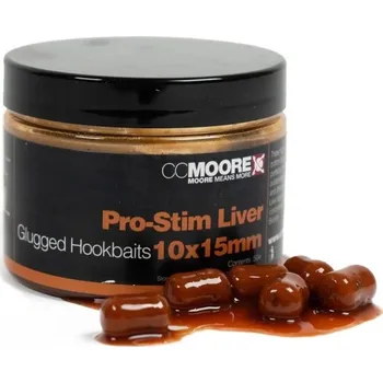 Nástraha CC MOORE - Dumbels v dipu Pro-Stim Liver Glugged Hookbaits 15x18 mm 35 ks