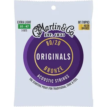 Struna pro kytaru a smyčcový nástroj Martin Originals Extra Light 3-Pack Struny pro akustickou kytaru