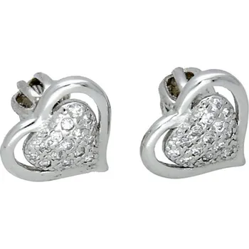 Náušnice Goldstore Stříbrné náušnice pecky zirkonové srdce Váha: stříbrné náušnice