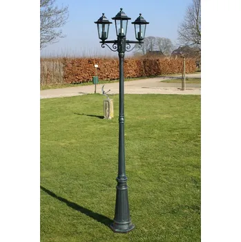 Venkovní osvětlení Zahradní lampa vysoká 3 ramena 215 cm tmavě zelená/černá hliník