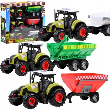 autíčko Sada tří traktorů se zemědělským přívěsem ZA3908 se zvukovými a světelnými efekty
