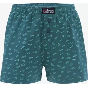 GINA dětské trenky volné chlapecké, šité, s potiskem 65016P petrolejová pampelišková 152/158