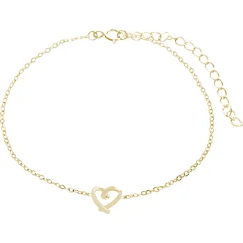 Náramek JSB bijoux s.r.o. Pozlacený stříbrný nákotník mini překřížené srdce kovové bez krystalů (Stříbro 925/1000)