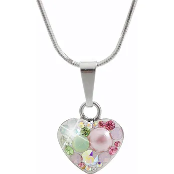 Náhrdelník JSB bijoux s.r.o. Stříbrný náhrdelník s přívěskem srdce a krystaly Swarovski Multi malý (Stříbro 925/1000)