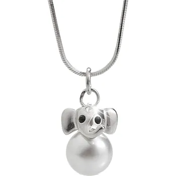 Náhrdelník JSB bijoux s.r.o. Stříbrný náhrdelník s přívěskem ve tvaru slona ozdobený bílou perlou (Stříbro 925/1000)