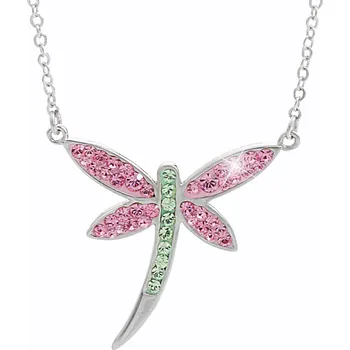 Módní doplněk JSB bijoux s.r.o. Stříbrný náhrdelník s přívěskem vážky osázený krystaly Swarovski Rosa (Stříbro 925/1000)