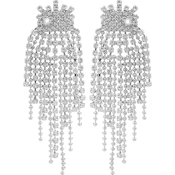 Náušnice JSB bijoux s.r.o. Náušnice puzety z bižuterní slitiny štrasové doplněné o kukičkový řetízek s krystaly Swarovski Crystal