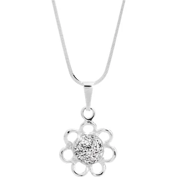 Módní doplněk JSB bijoux s.r.o. Stříbrný náhrdelník květ s lístky a s krystaly Swarovski Crystal (Stříbro 925/1000)