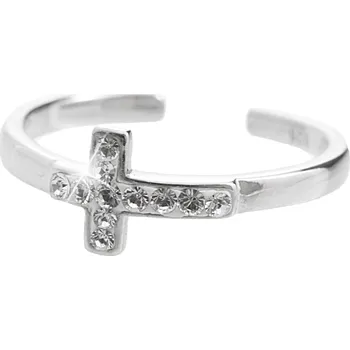 Prsten JSB bijoux s.r.o. Stříbrný prsten malý křížek zdobený krystaly Swarovski Crystal (Stříbro 925/1000)