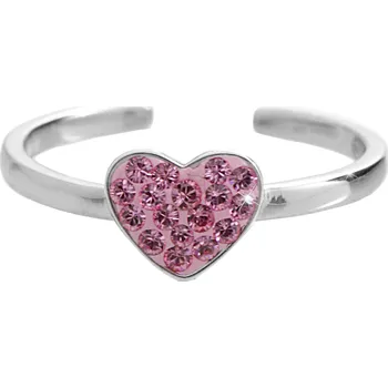 Prsten JSB bijoux s.r.o. Stříbrný prsten malé srdíčko s krystaly Swarovski Light Rose (Stříbro 925/1000)