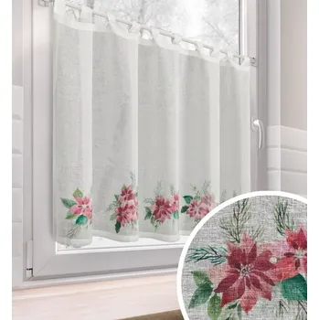 My Best Home Vánoční dekorační krátká vitrážová záclona do kuchyně BETLEHEM 90x150 cm bílá