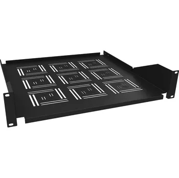 Rozvaděč Solarix Police 19" 2U 450mm ukládací plato BK úchyt na přední lišty UP-24-B