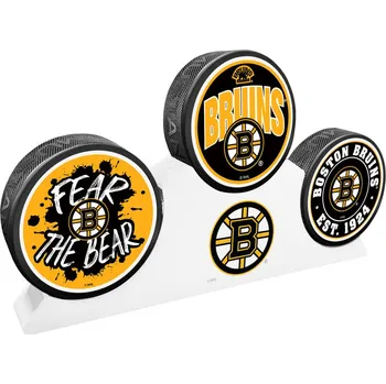 Puk Mustang Puk Boston Bruins NHL 3 Puck Podium Set