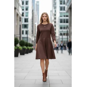 Dámské šaty Elegantní šaty ESKO čokoládově hnědé Velikost: UNI: XS - L