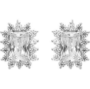 Náušnice JSB bijoux s.r.o. Stříbrné náušnice puzety obdélníkový Kubický zirkon Crystal dozdobený paprsky (Stříbro 925/1000)
