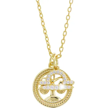 Módní doplněk JSB bijoux s.r.o. Pozlacený stříbrný náhrdelník dva přívěsky znamení zvěrokruhu s Kubickými zirkony Váhy (Stříbro 925/1000)