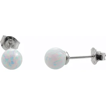 Náušnice JSB bijoux s.r.o. Stříbrné náušnice puzety opálová kulička White (Stříbro 925/1000)
