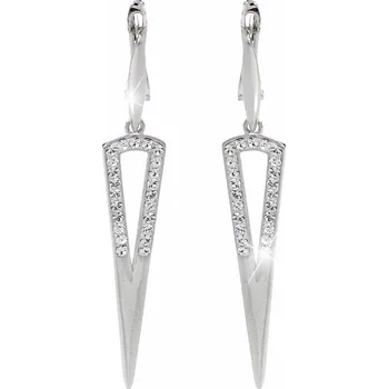 Módní doplněk JSB bijoux s.r.o. Stříbrné náušnice klapky s přívěskem dlouhých trojúhelníků a krystaly Swarovski Crystal (Stříbro 925/1000)