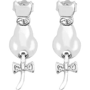 Módní doplněk JSB bijoux s.r.o. Náušnice puzety z bižuterní slitiny kočka s pohyblivým ocáskem a s krystaly Swarovski Crystal