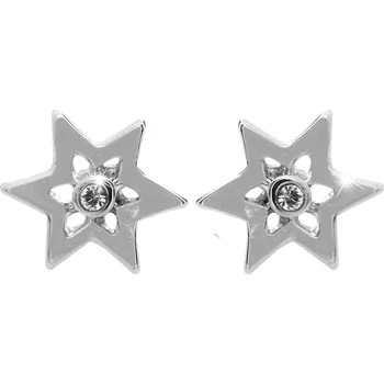 Náušnice JSB bijoux s.r.o. Náušnice puzety z bižuterní slitiny šesticípá prořezávaná hvězda s krystalem Swarovski Crystal