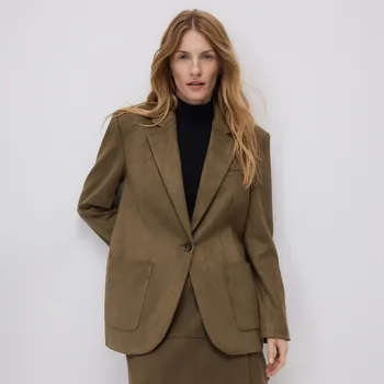 Dámský kabát Reserved - Sako z imitace semiše - pudrově zelená - 315GF-97X - 315GF-97X-XS