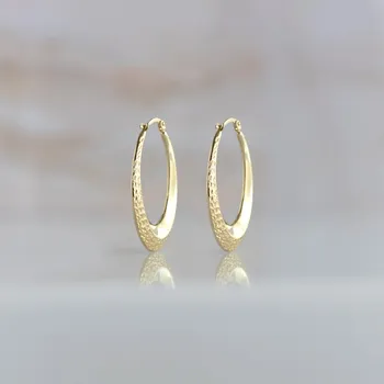 Náušnice Lillian Vassago Celozlaté oválné visací náušnice s gravírem LLV06-GER436