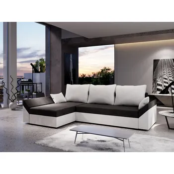 Sedací souprava Praktická rohová sedačka ANNELIES - černá / bílá