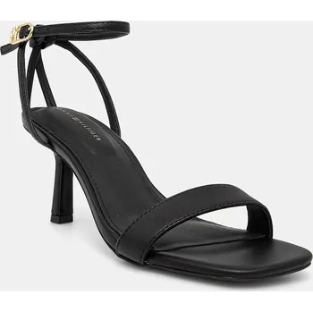 Dámské sandále Kožené sandály Tommy Hilfiger LEATHER KNOTS KITTEN SANDAL černá barva, FW0FW08424 99X, EUR 40