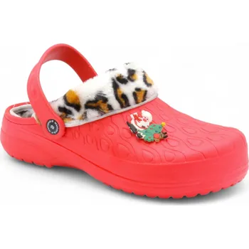 Dámské žabky SAMLUX® Dámské clogsy s kožíškem červené/camo 9968 Barva: Red, Velikost: 38