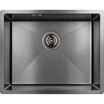 Granitový dřez Laveo Marmara, 1-komorový nerezový dřez 540x440x200 mm, grafitová, LAV-SAM_510P