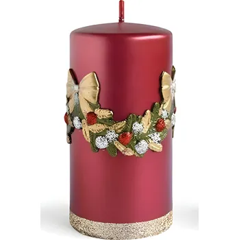 Svíčka Vánoční svíčka Girlanda I 18 cm vínová