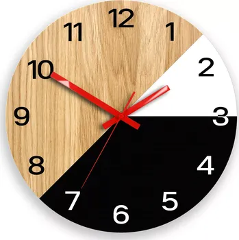 Hodiny Dřevěné nástěnné hodiny Texas 33 cm černé/červené
