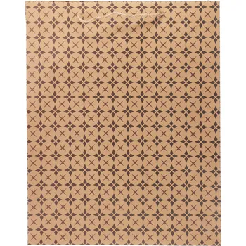 Vánoční dekorace H&L Dárková taška, 42x33cm, přírodní s černým motivem hvězda