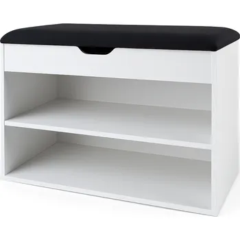 Botník BOXIMO Botník bílý se sedákem VAULT, 60 x 30 x 47 cm