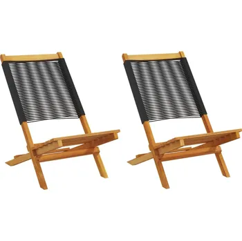 Zahradní židle 2 ks černé masivní akáciové dřevo a polypropylen